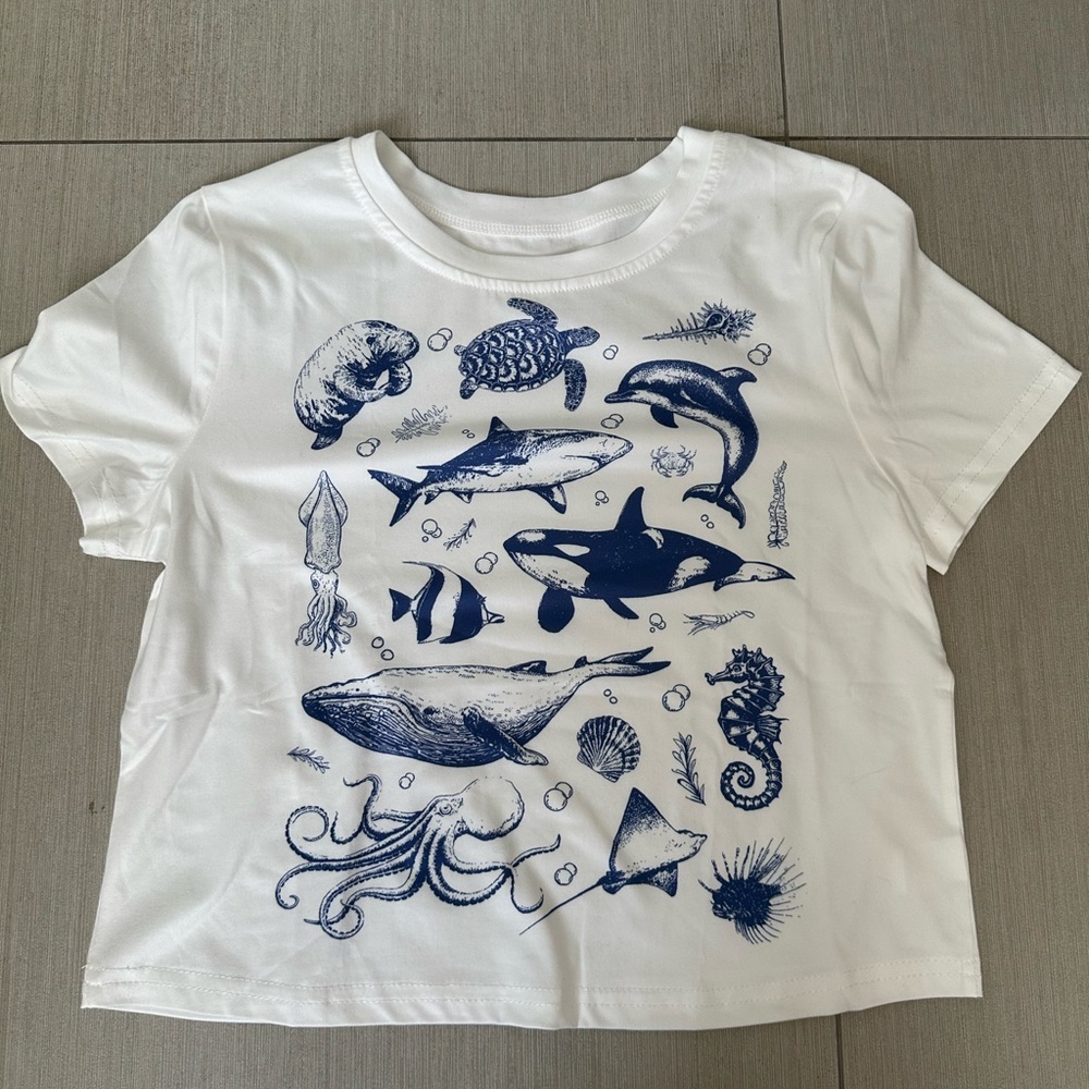 White Ocean Life Graphic Tee